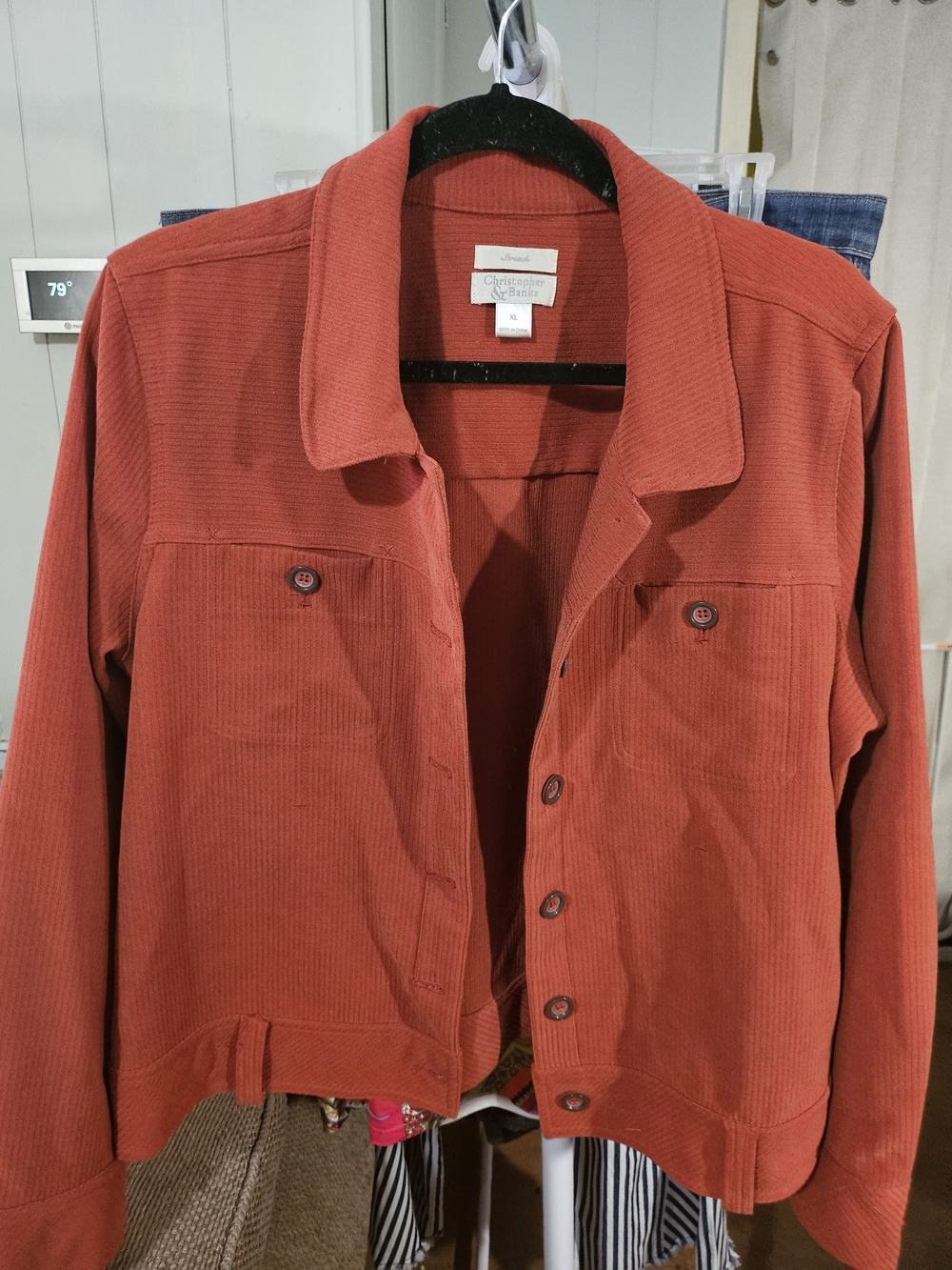 Christopher & Banks Burnt Orange Corduroy Button-Front Jacket